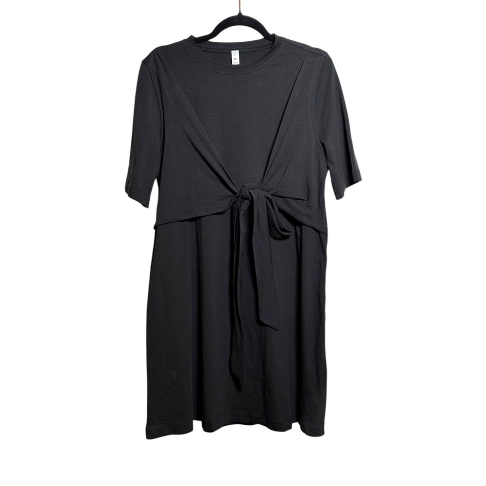 Lululemon Cotton Wrap-Front T-Shirt Dress | Black | Sz 10 |‎ EUC